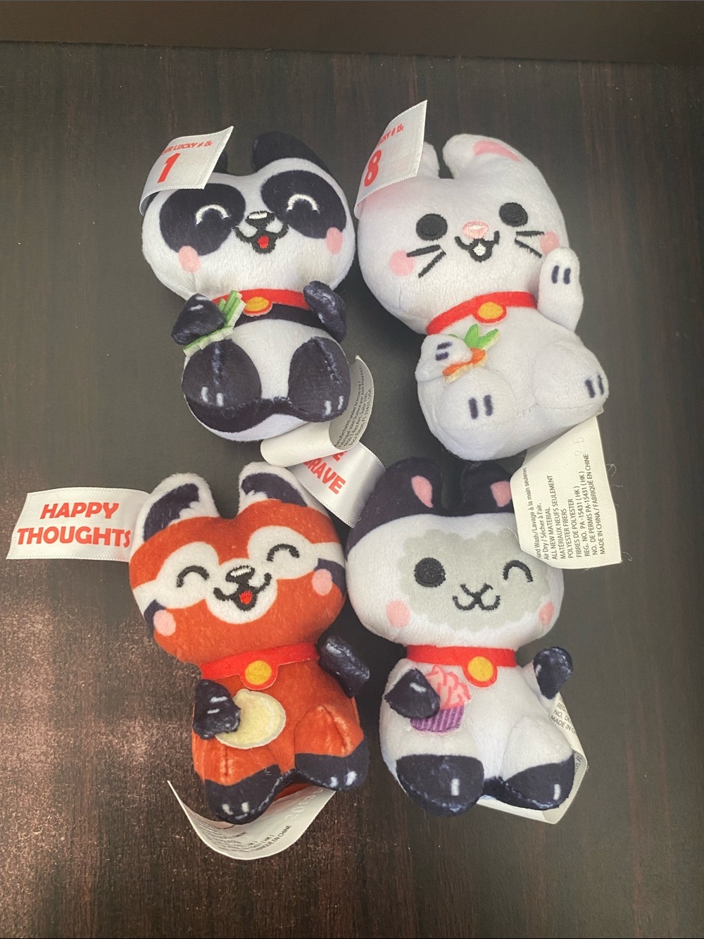 Plush Lucky Cat Set - Multi-Color Soft Stuffed Animals